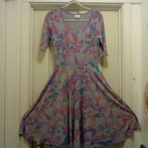 LULUROE GEOMETRICS SOFT FLARE DRESS M